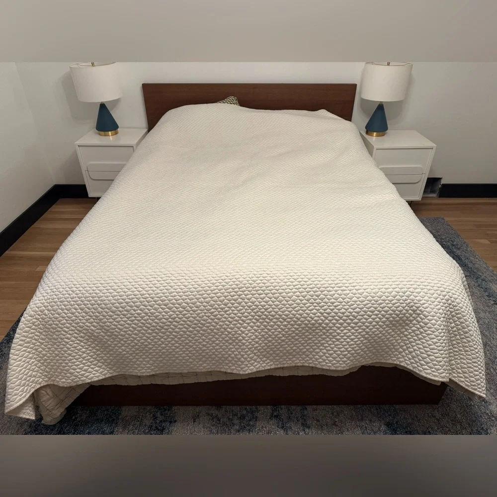 West Elm Cream Silky Quilt Bedding
